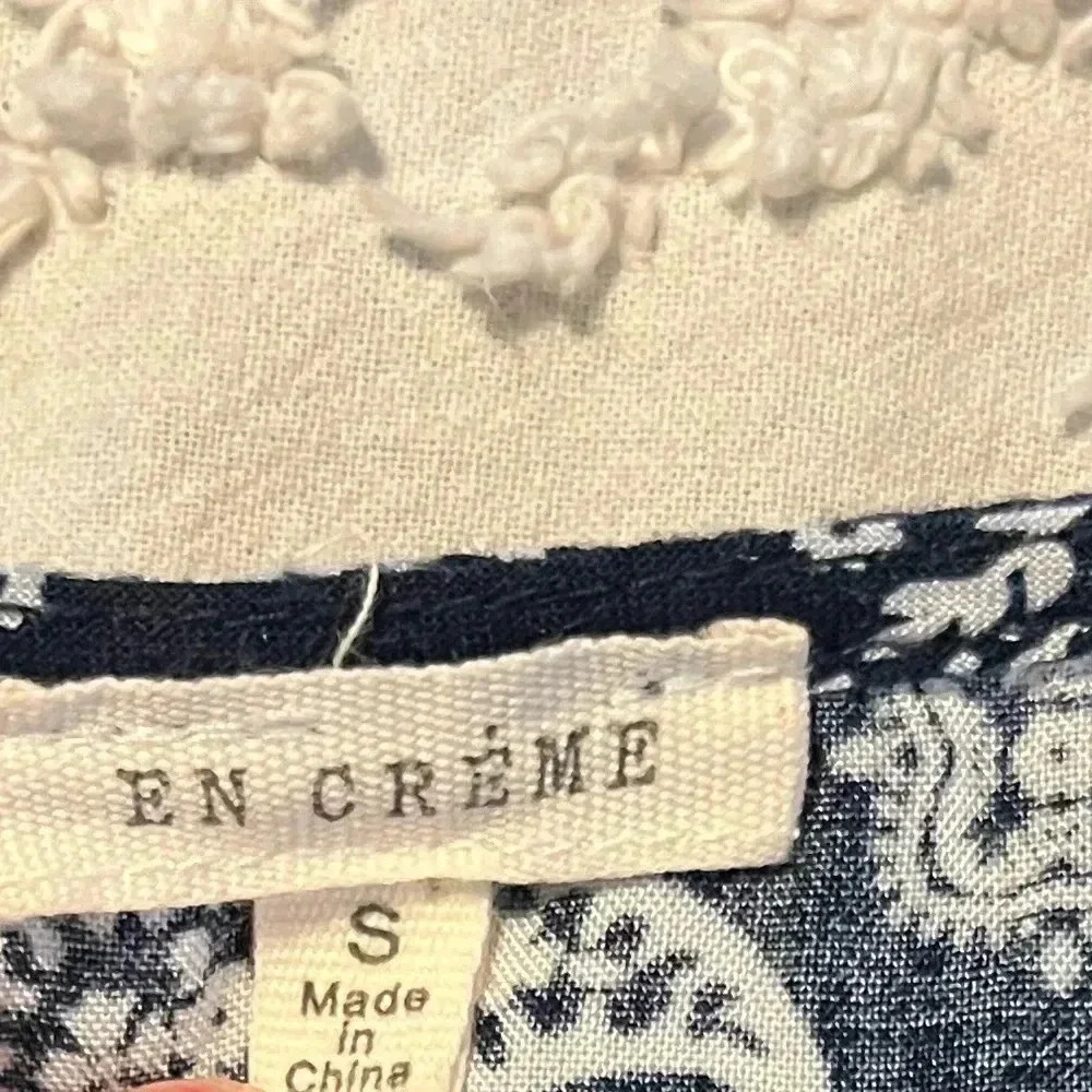 EN CREME size S Blue White BANDANNA Print Women BOHO Flowy Tank Top - Picture 3 of 4